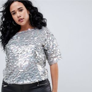 ASOS Curve oversized tee with disc sequins